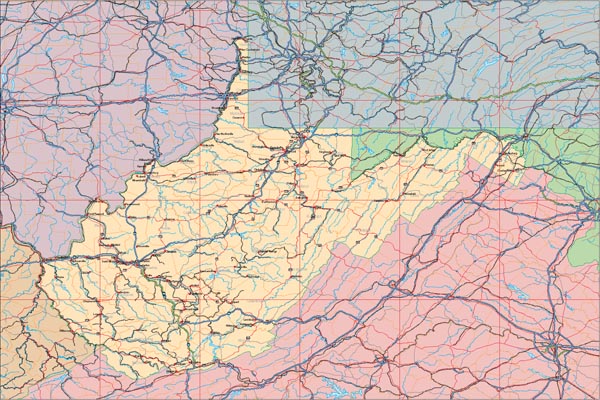 maps of west virginia. Illustrator Vector EPS map